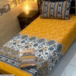 Cotton Printed Single Bedsheet Yellow